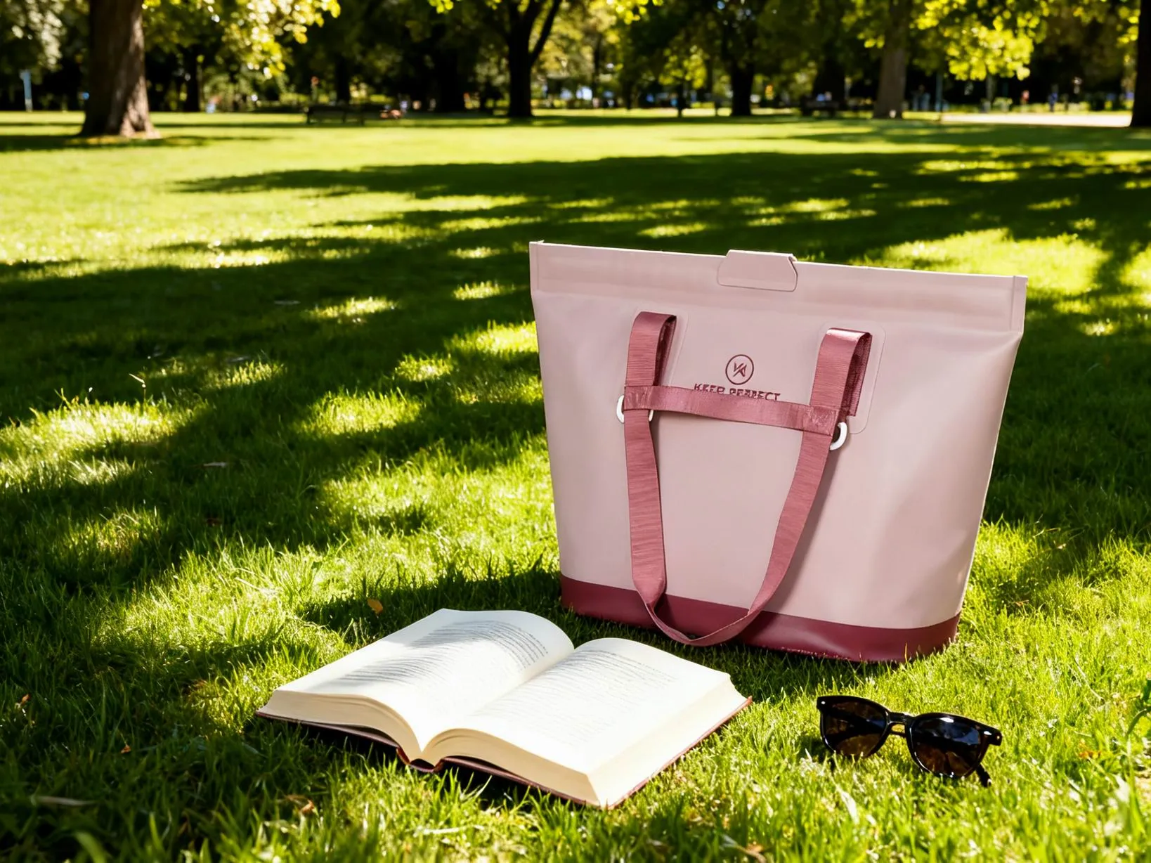 Bucket bag standing upright with its base loaded