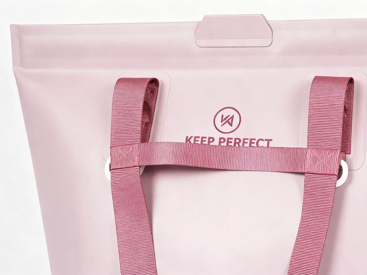 Custom waterproof beach tote dry bag with full-surface printed artwork and webbing handles