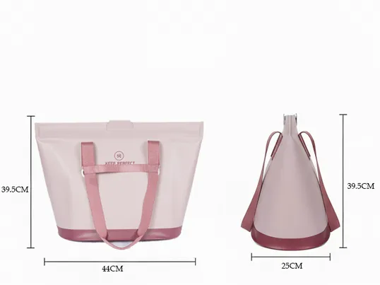 Custom printed waterproof beach tote with full-colour DTF artwork