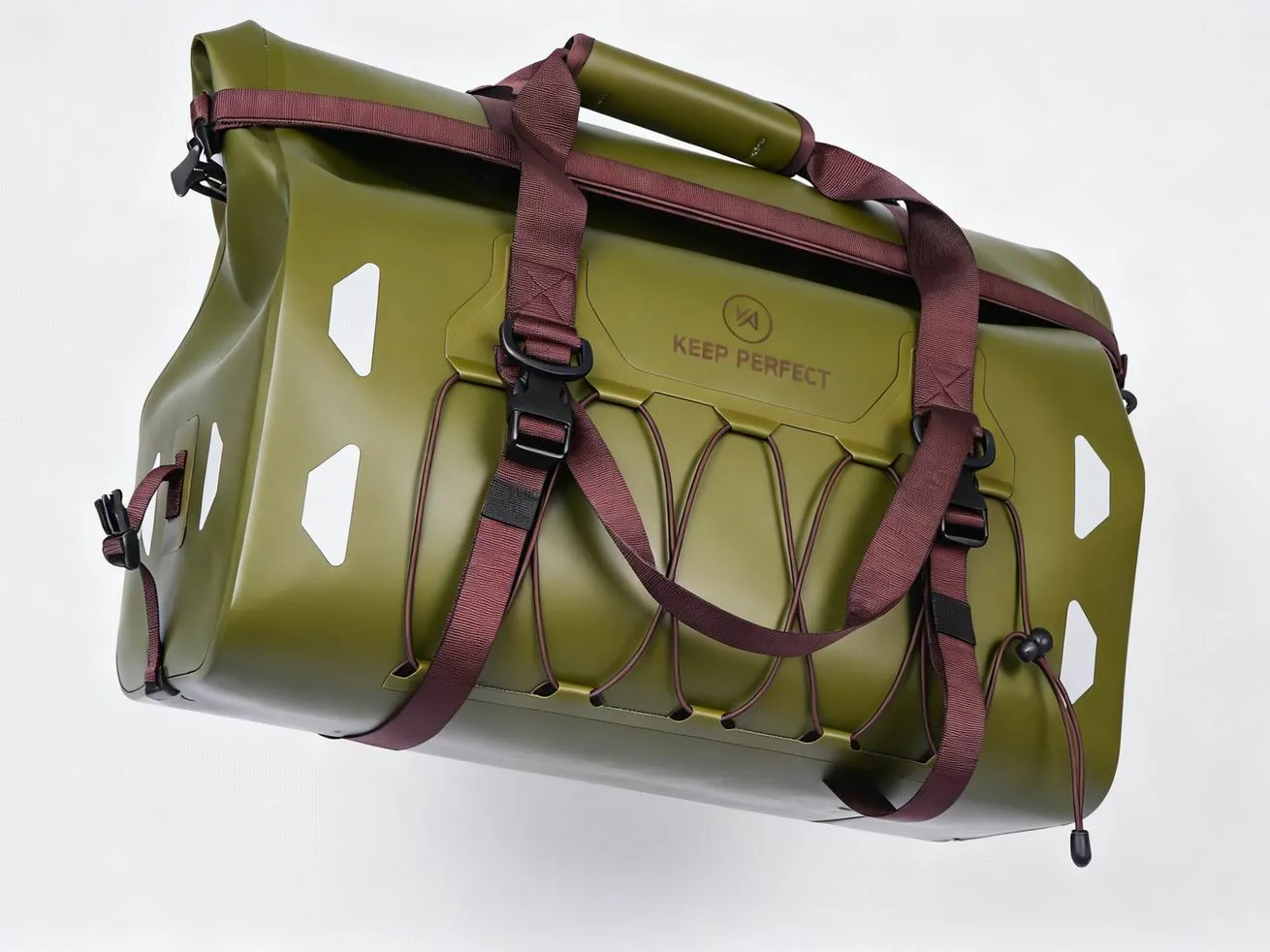 Dry bag compression buckle and webbing detail