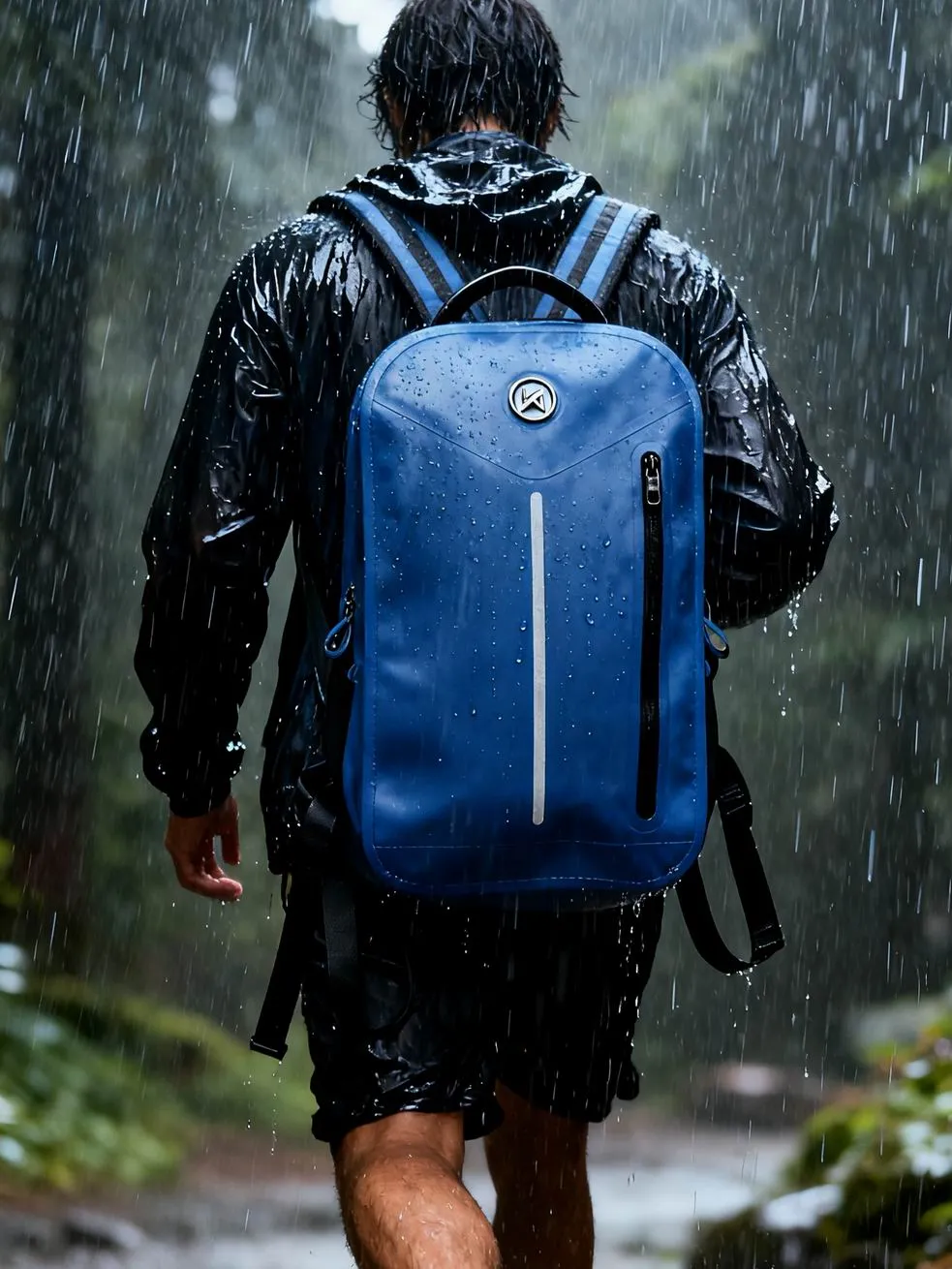 Modular attachment points on a waterproof hiking backpack