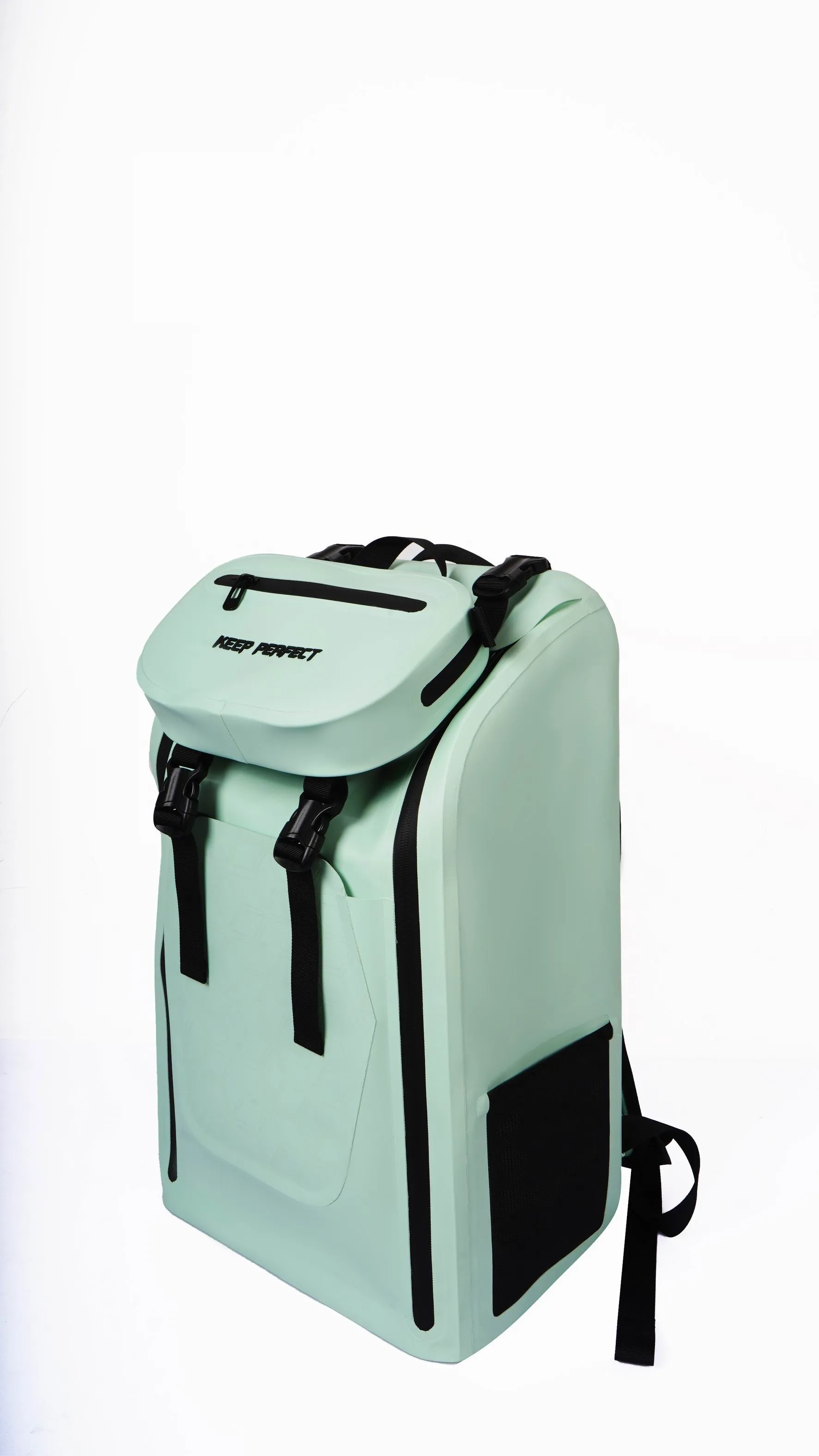 Waterproof bag engineering shown on a sealed hiking backpack